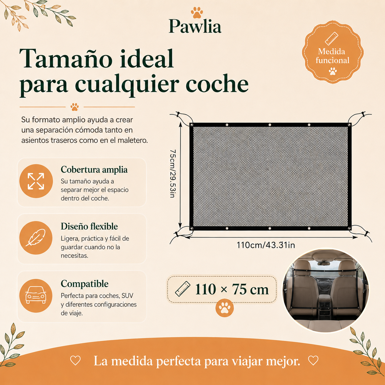 Pawlia SafeNet - Red Protectora para Coche