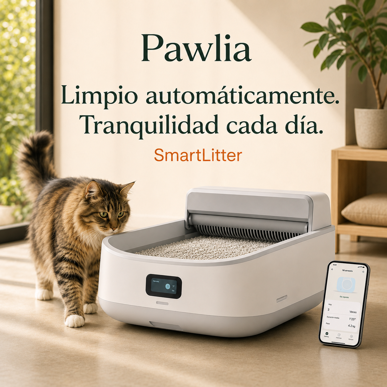 Pawlia SmartLitter - Arenero Inteligente Autolimpiable