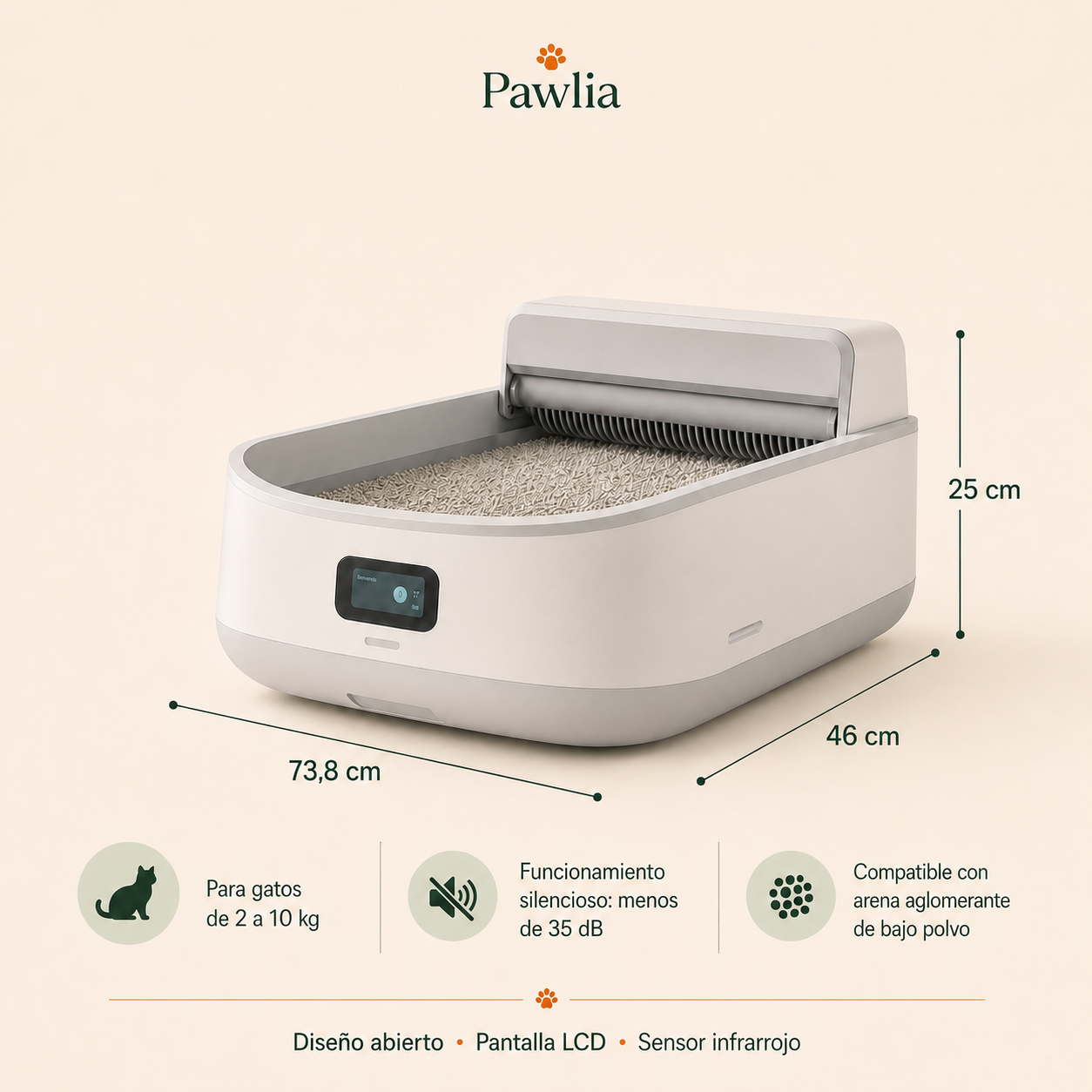 Pawlia SmartLitter - Arenero Inteligente Autolimpiable