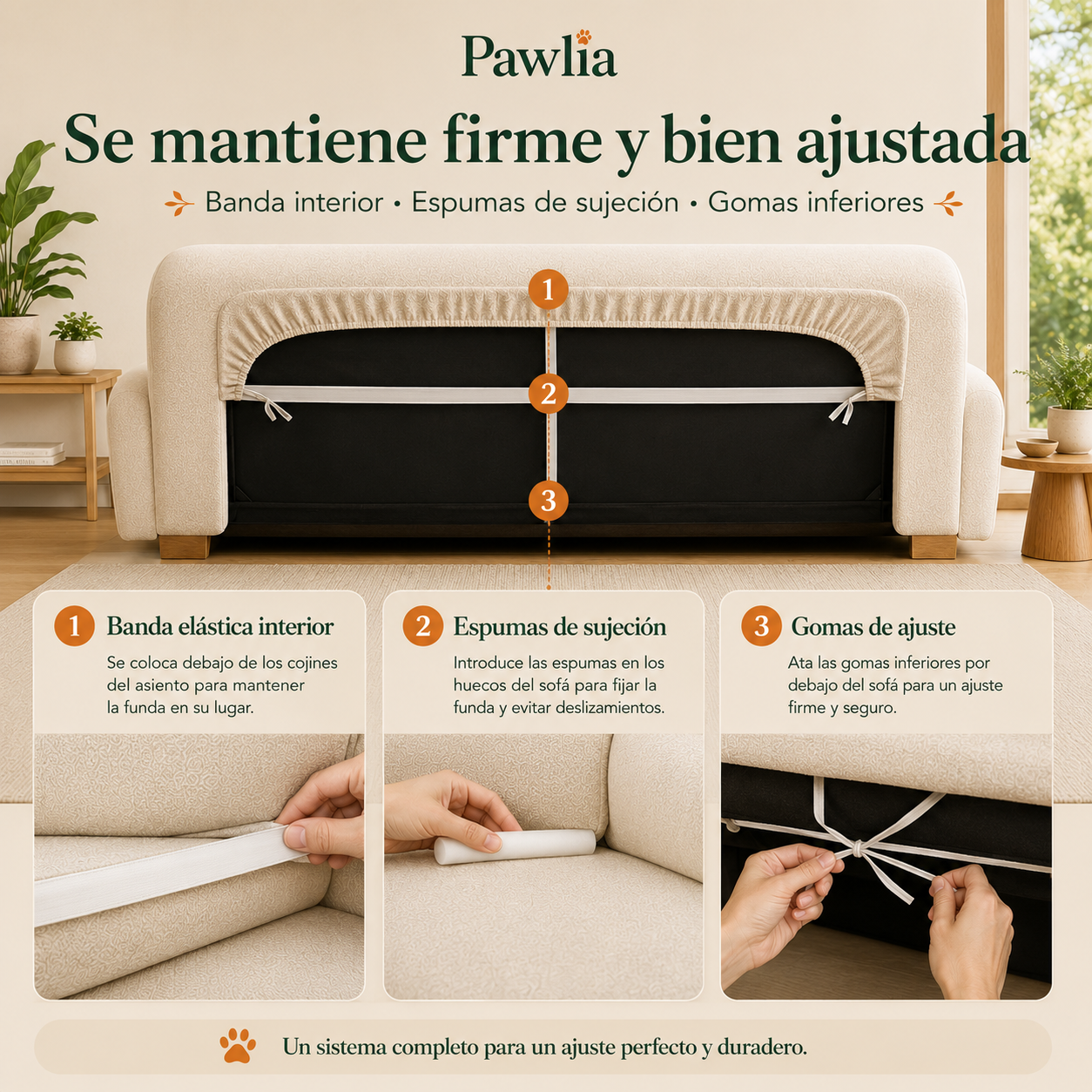 Pawlia SofaShield - Funda Protectora Elástica para Sofá