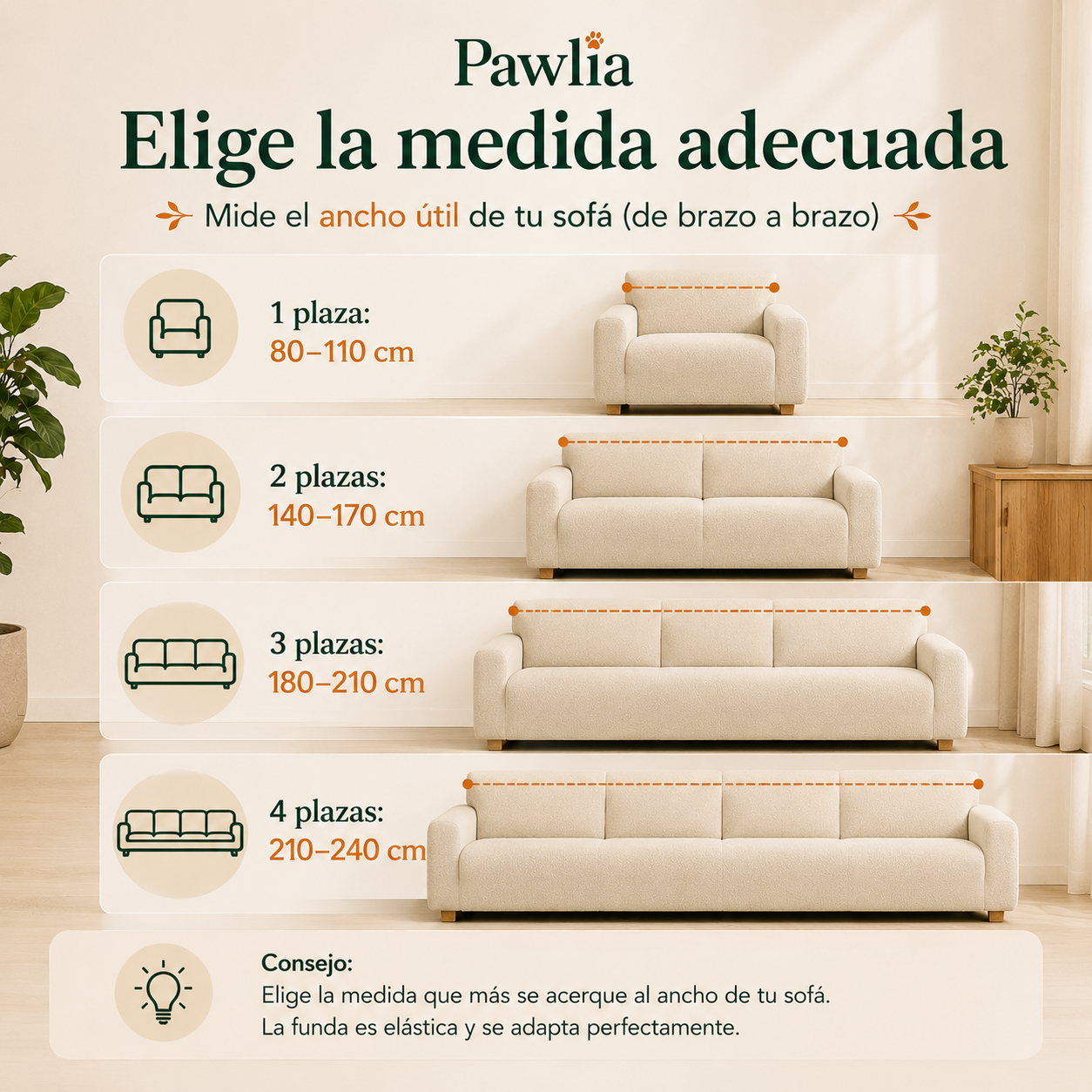 Pawlia SofaShield - Funda Protectora Elástica para Sofá
