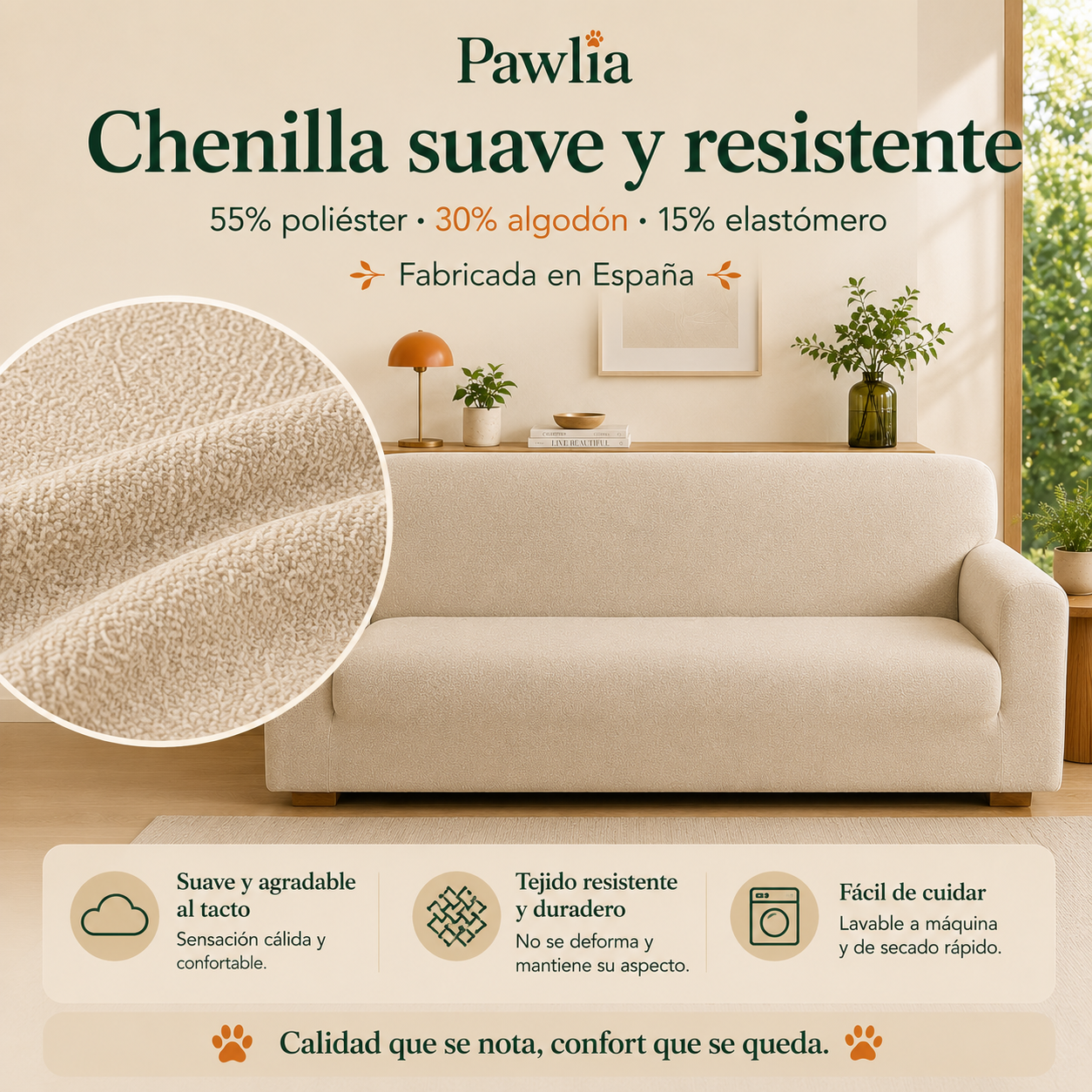 Pawlia SofaShield - Funda Protectora Elástica para Sofá