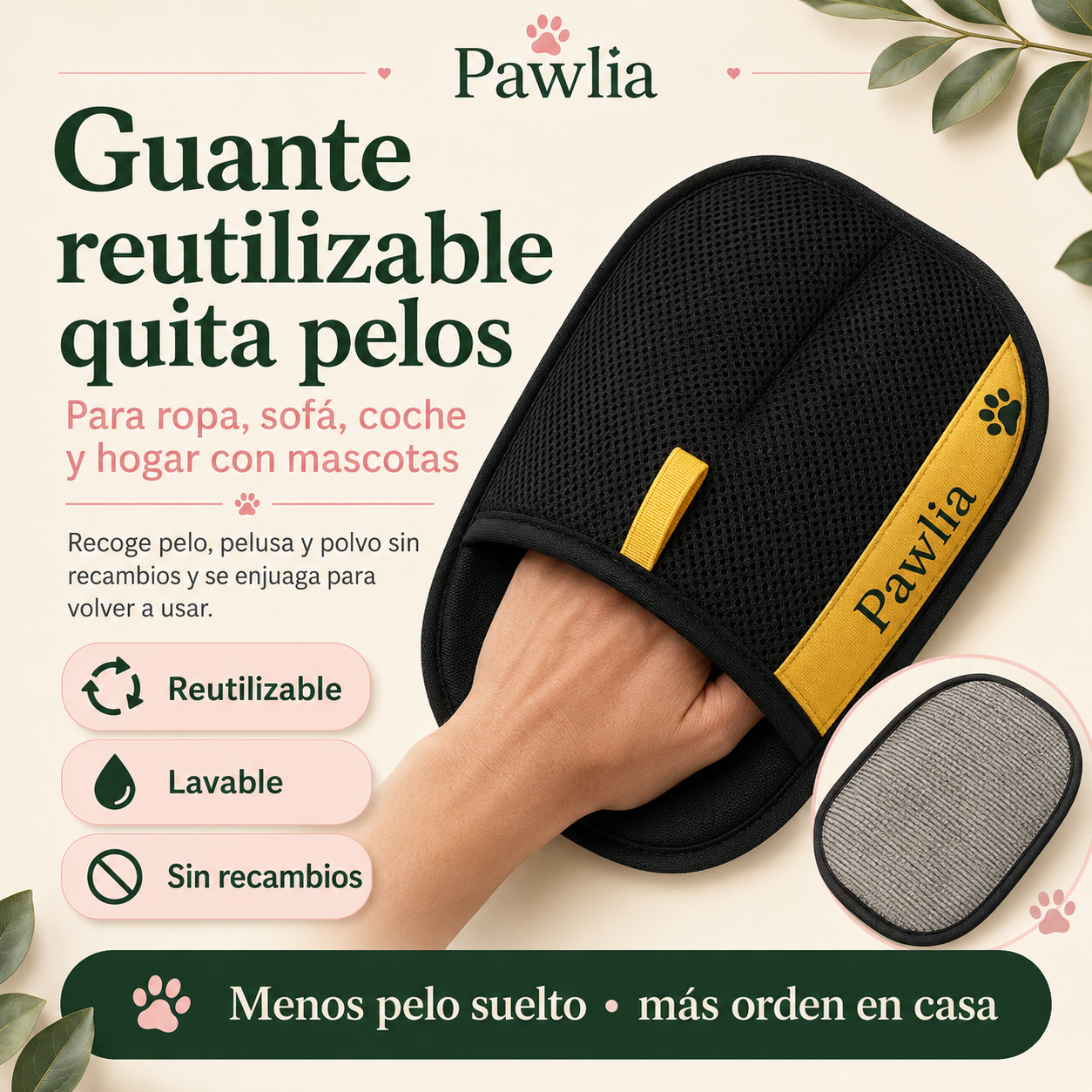 Pawlia FurFree - Guante Quitapelos para Perros y Gatos