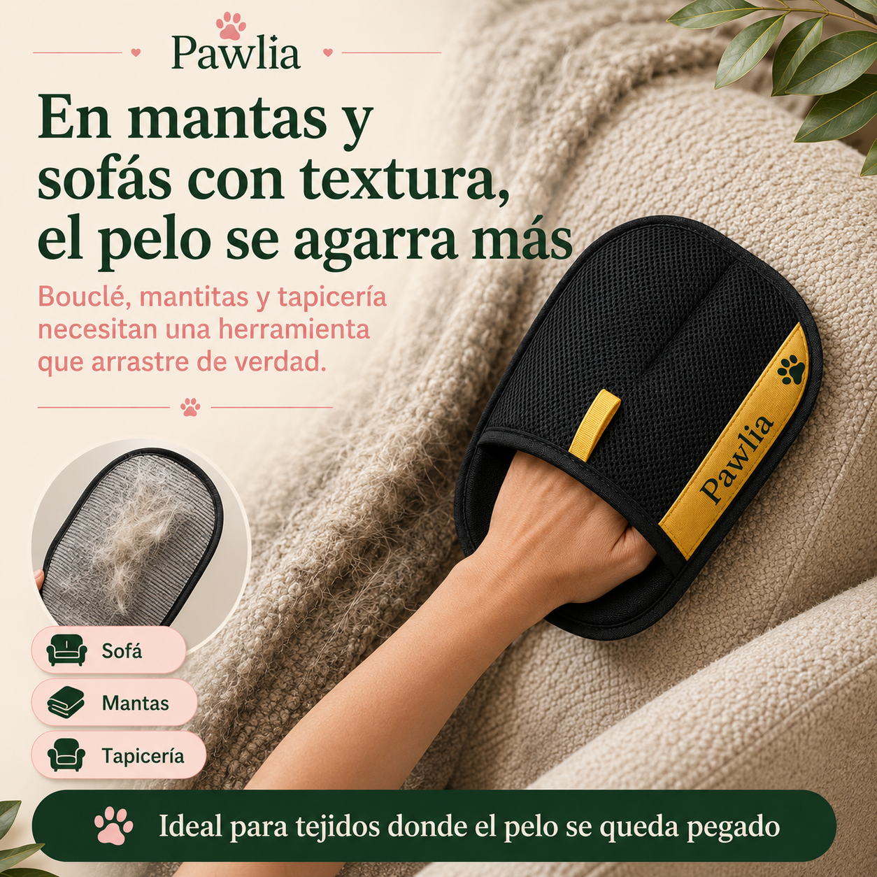 Pawlia FurFree - Guante Quitapelos para Perros y Gatos