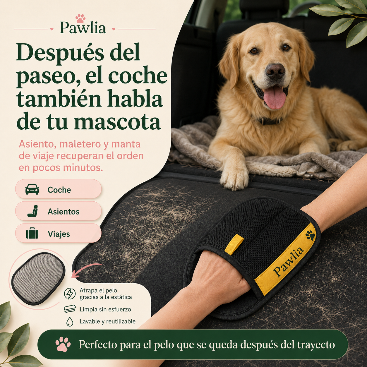 Pawlia FurFree - Guante Quitapelos para Perros y Gatos