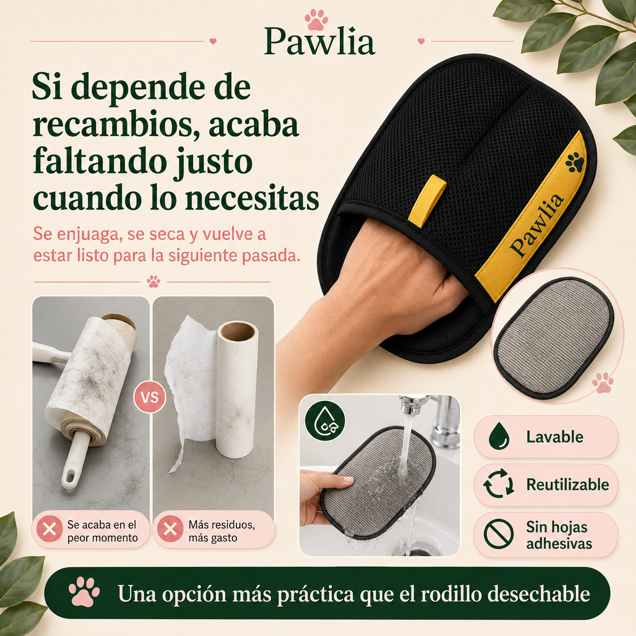 Pawlia FurFree - Guante Quitapelos para Perros y Gatos