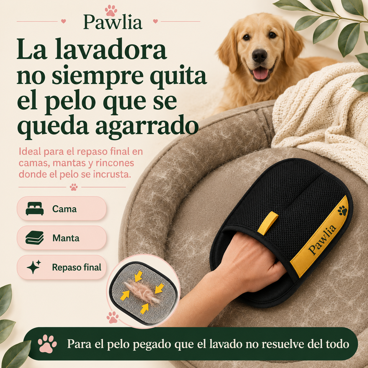 Pawlia FurFree - Guante Quitapelos para Perros y Gatos