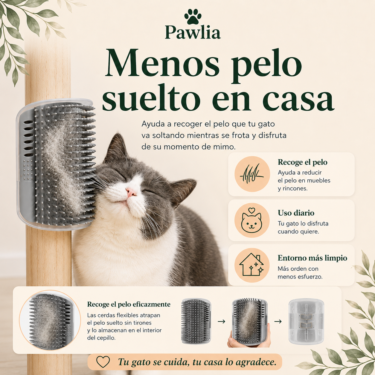Pawlia ScratchMe - Peine Rascador de Pared para Gatos