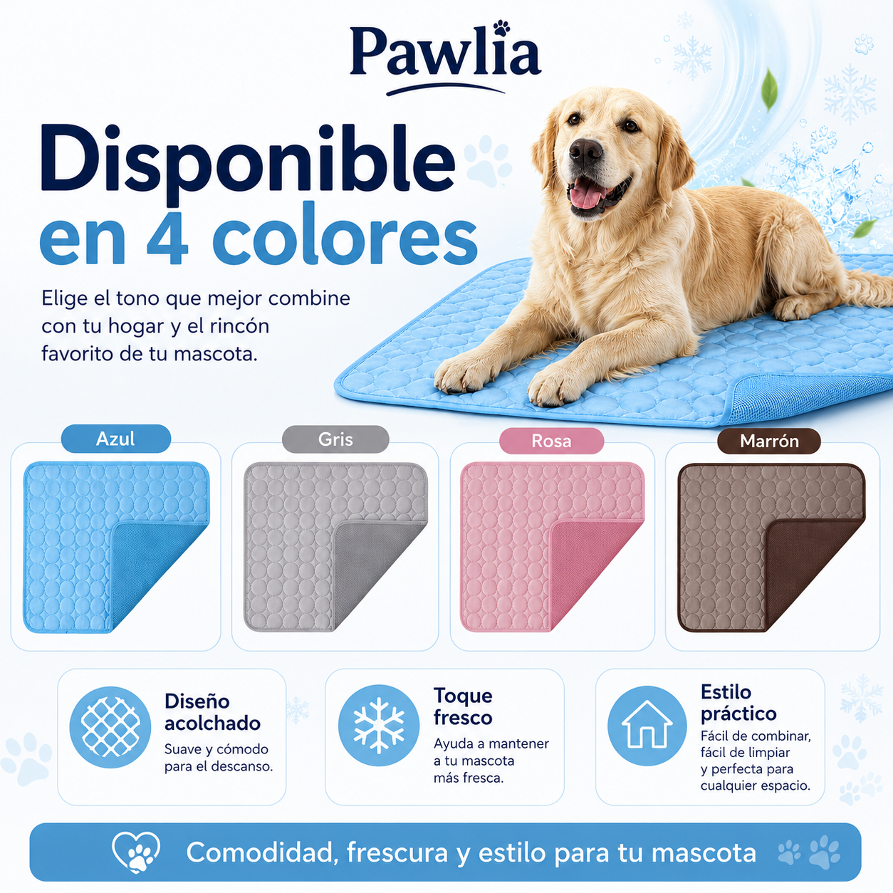 Pawlia CoolMat - Alfombra Refrescante para Perros y Gatos