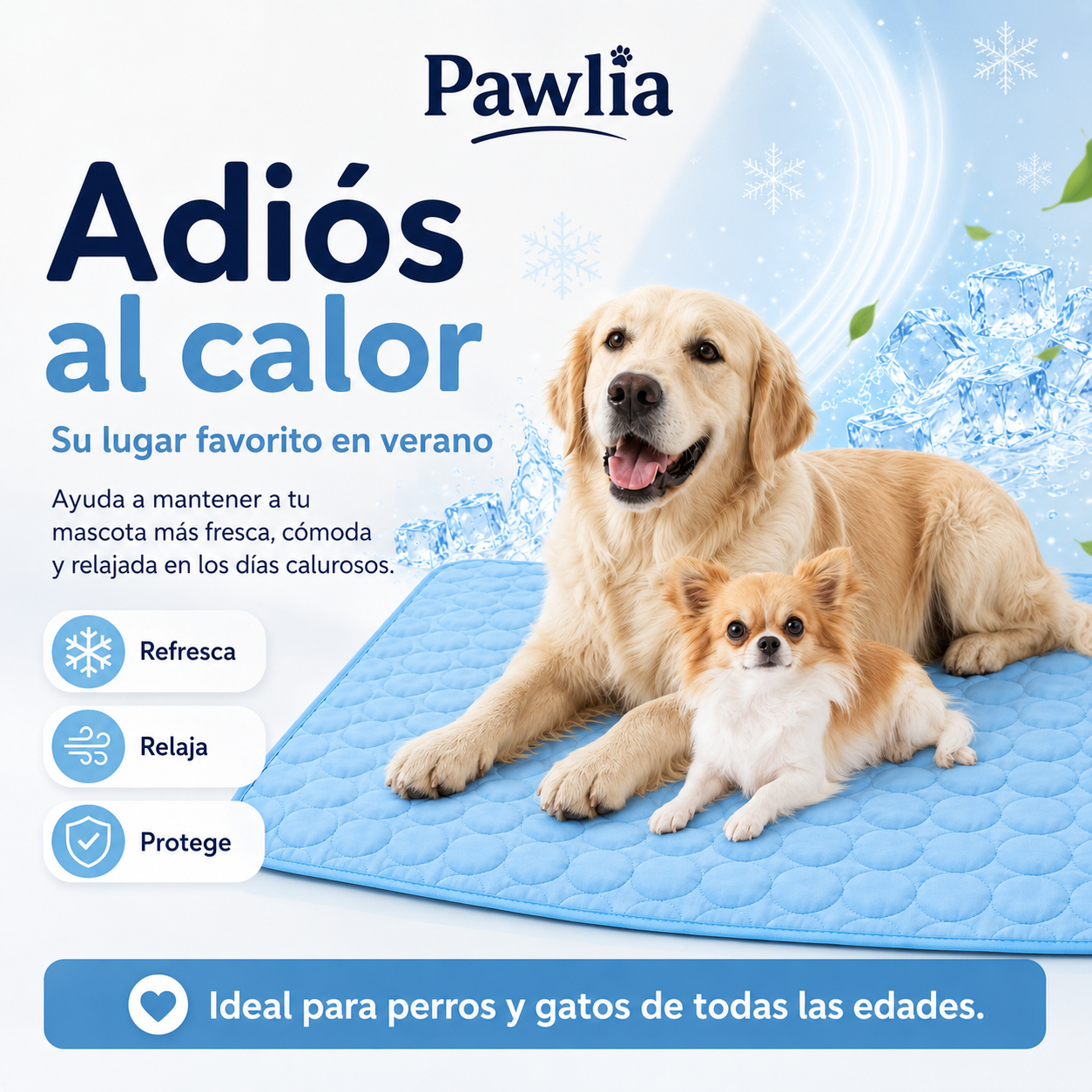 Pawlia CoolMat - Alfombra Refrescante para Perros y Gatos