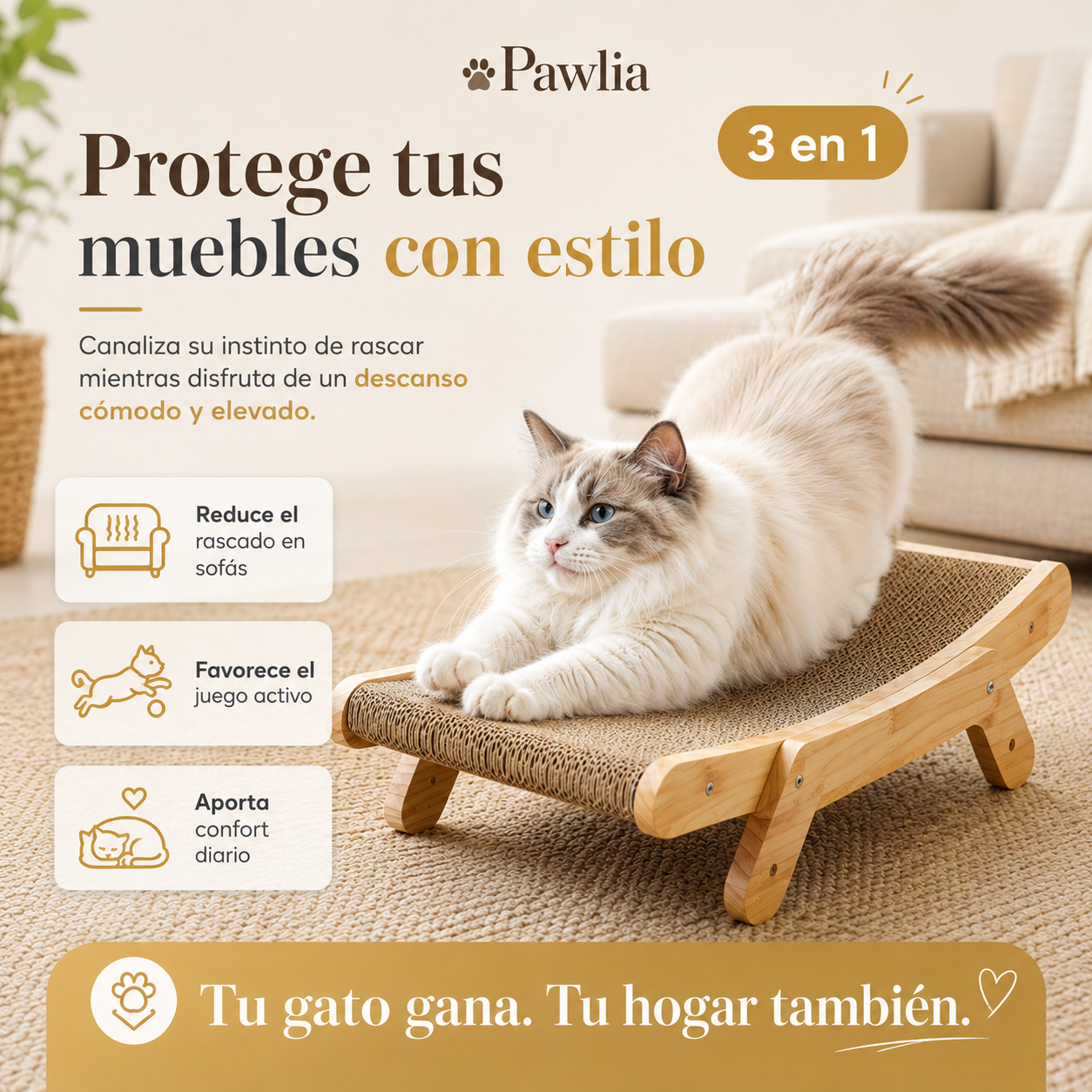 Pawlia LoungeScratch - Hamaca Rascador para Gatos