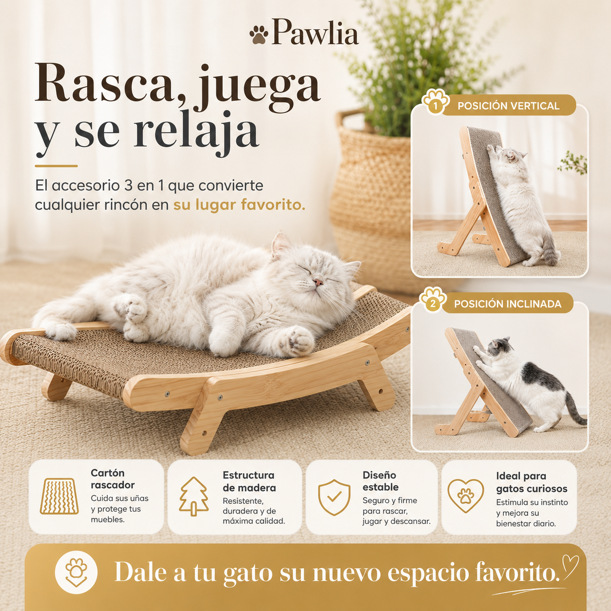 Pawlia LoungeScratch - Hamaca Rascador para Gatos