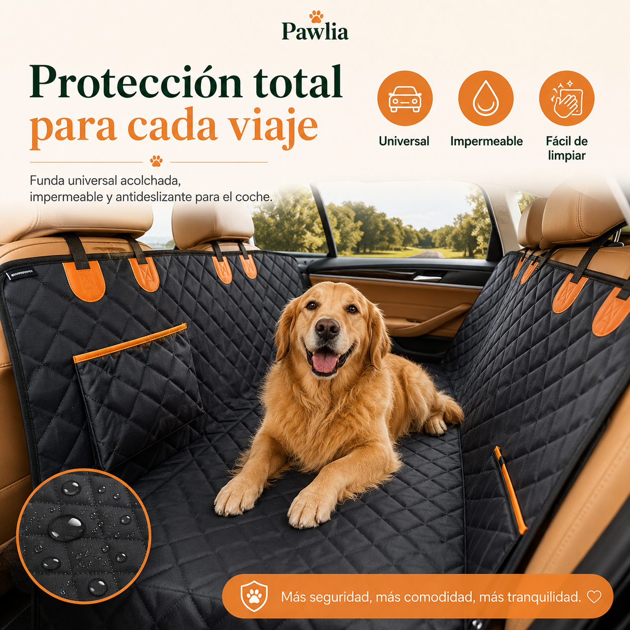 Pawlia CarShield - Funda Protectora de Coche para Perros