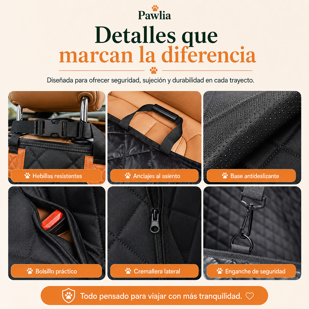 Pawlia CarShield - Funda Protectora de Coche para Perros