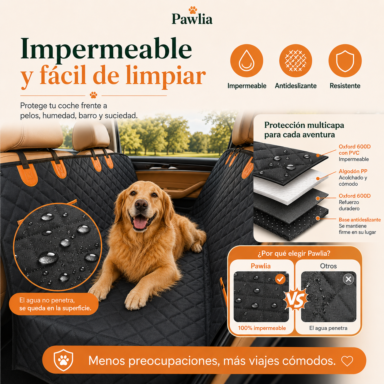 Pawlia CarShield - Funda Protectora de Coche para Perros