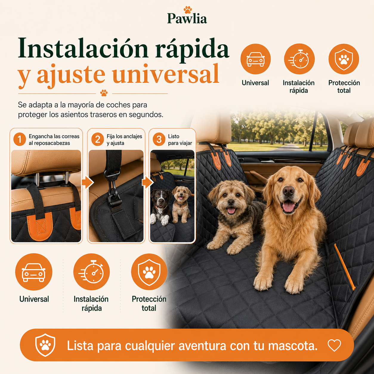 Pawlia CarShield - Funda Protectora de Coche para Perros