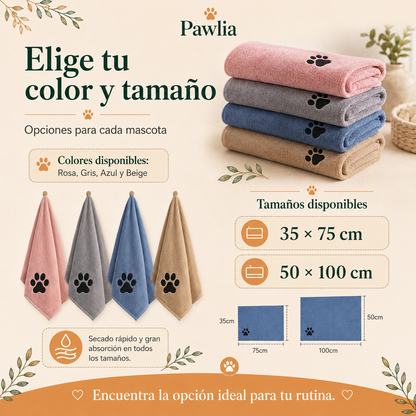 Pawlia DrySoft - Toalla de Microfibra para Perros y Gatos