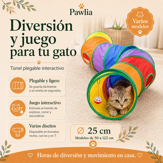 Pawlia PlayTunnel - Túnel Plegable para Gatos