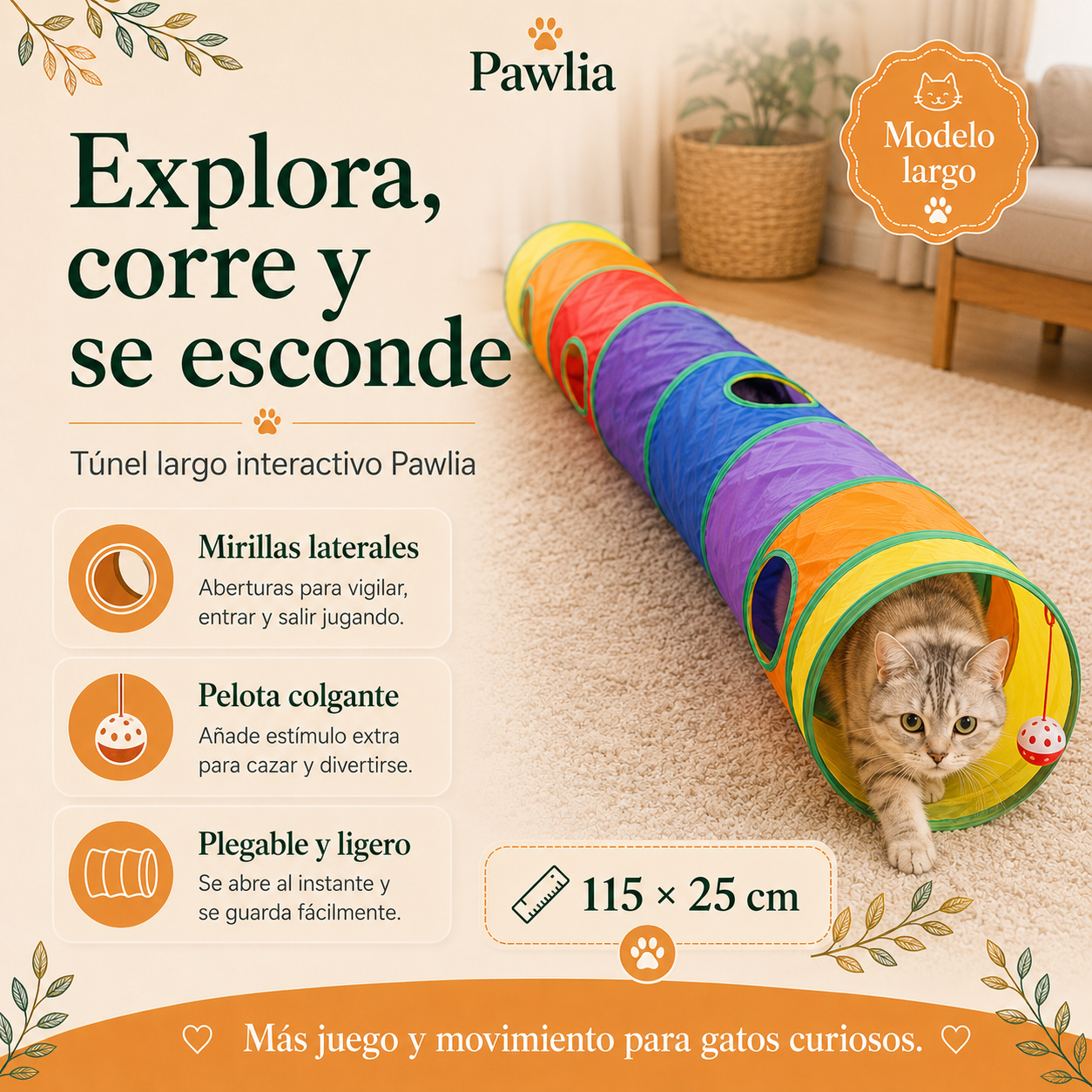 Pawlia PlayTunnel - Túnel Plegable para Gatos