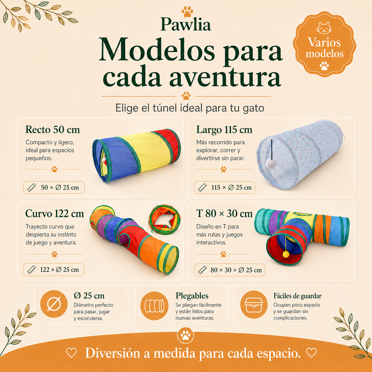 Pawlia PlayTunnel - Túnel Plegable para Gatos