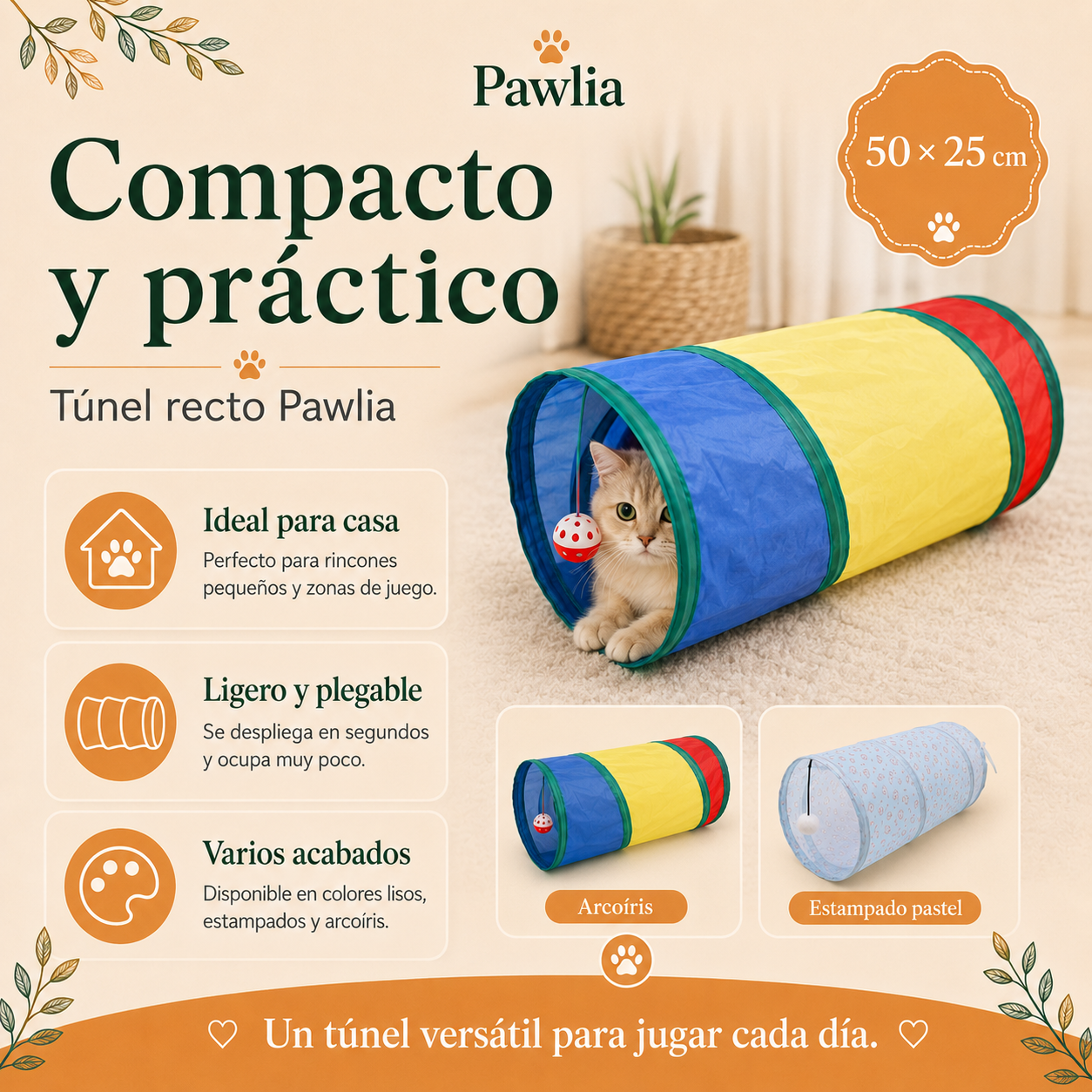 Pawlia PlayTunnel - Túnel Plegable para Gatos