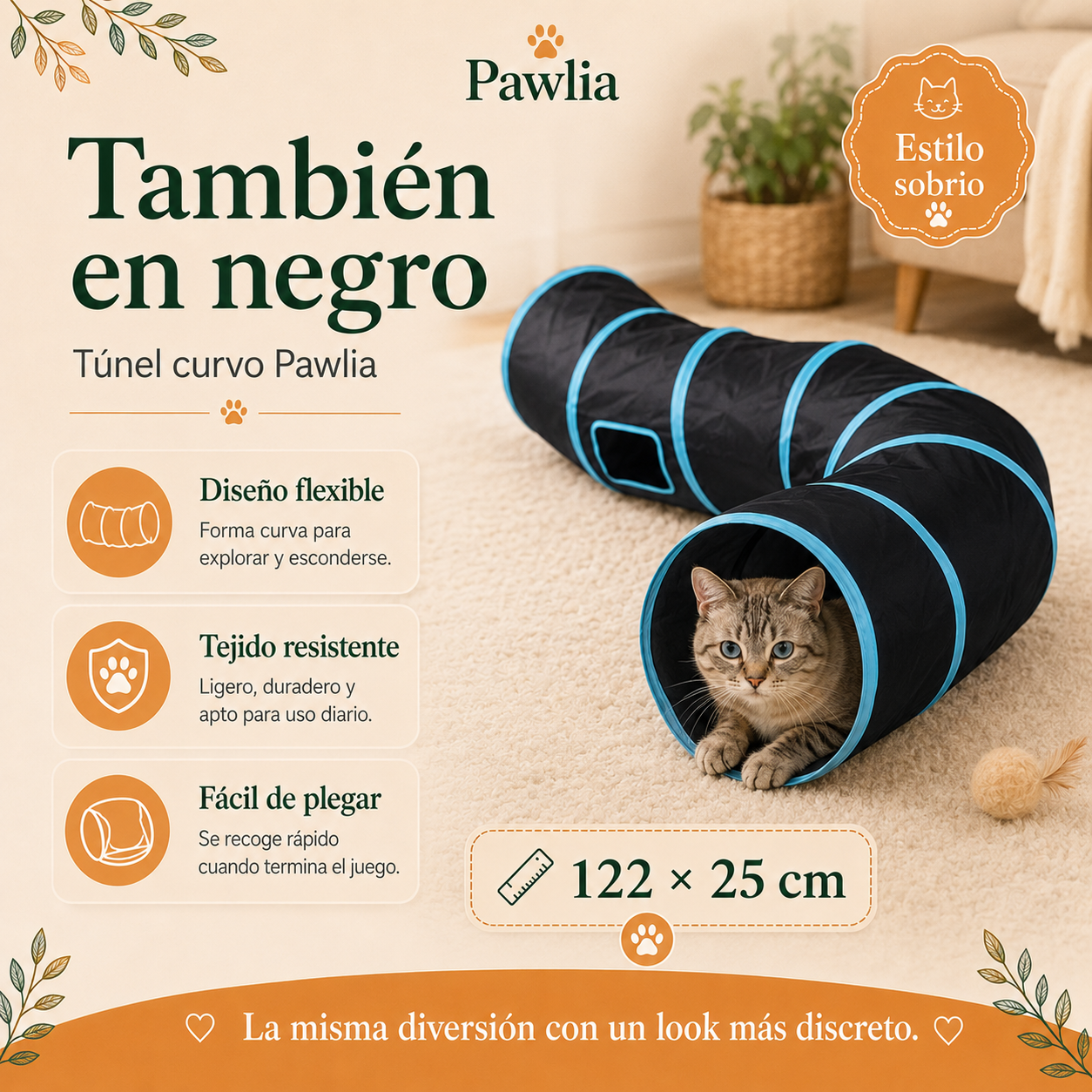 Pawlia PlayTunnel - Túnel Plegable para Gatos