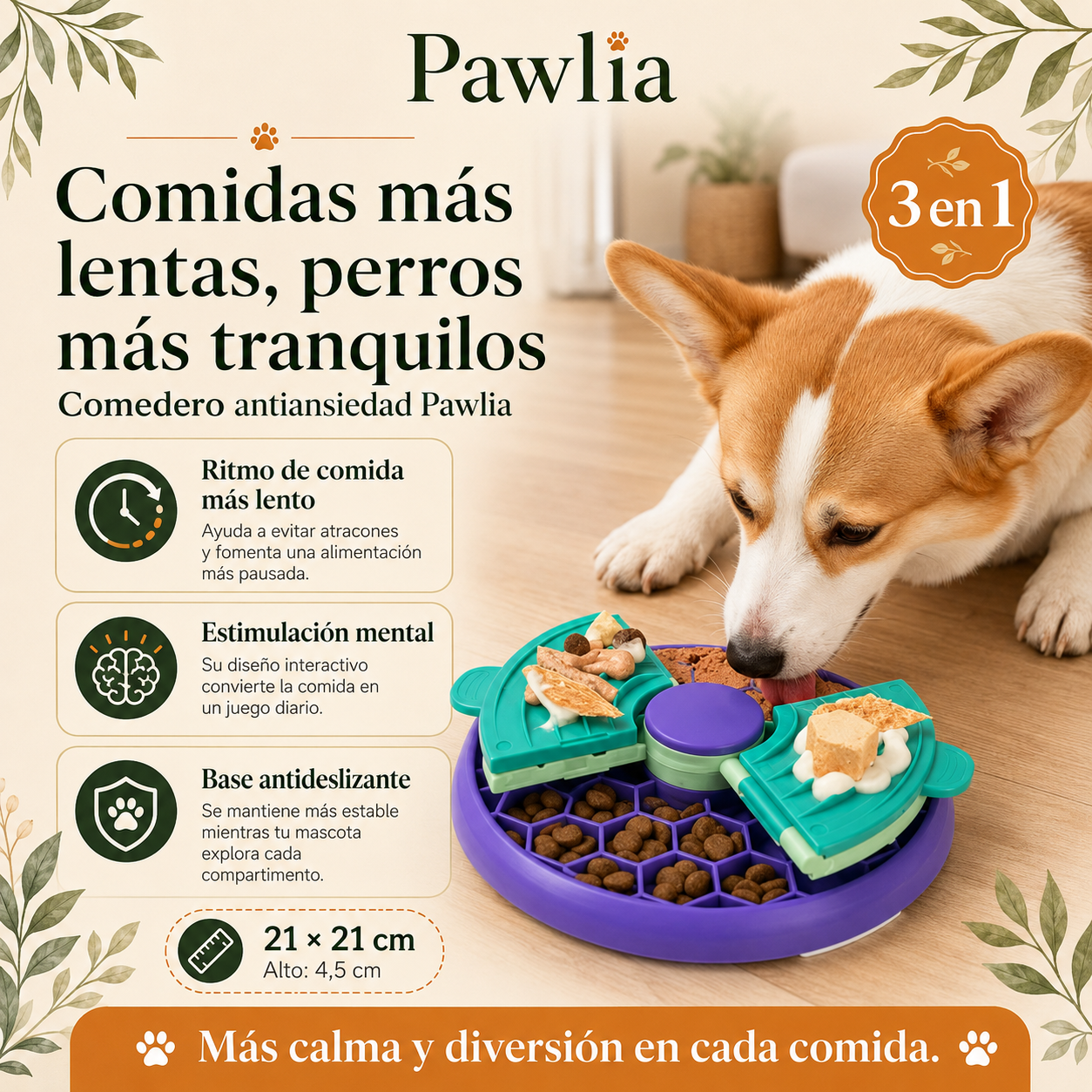 Pawlia SlowBite - Comedero Antiansiedad para Perros y Gatos