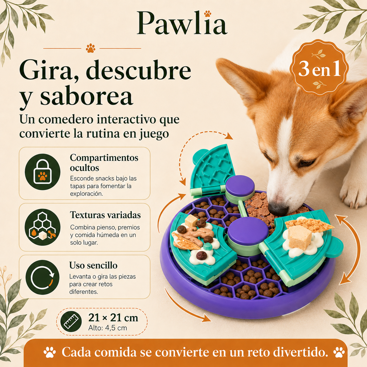 Pawlia SlowBite - Comedero Antiansiedad para Perros y Gatos