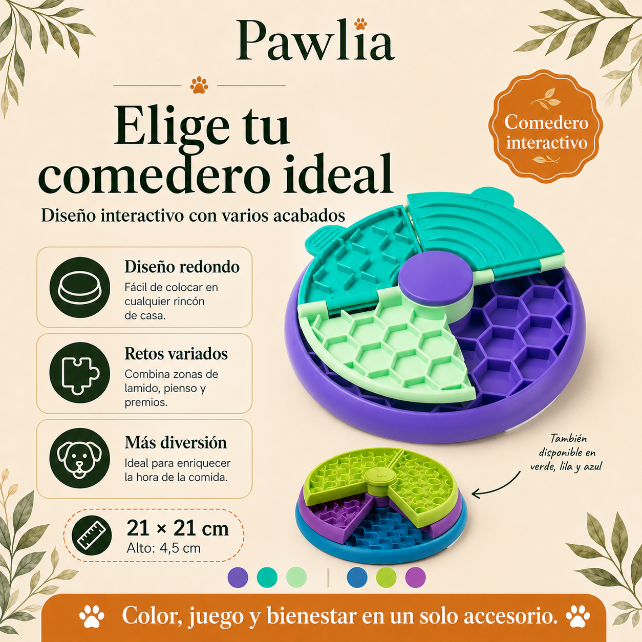 Pawlia SlowBite - Comedero Antiansiedad para Perros y Gatos