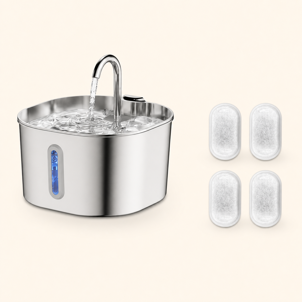 Pawlia AquaFlow fuente de 2,2 L con cuatro filtros de recambio
