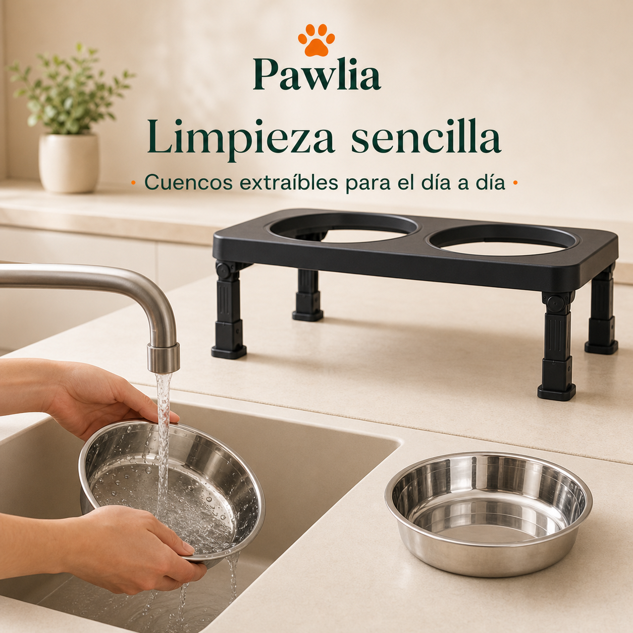 Limpieza de los cuencos extraíbles de Pawlia ElevEat