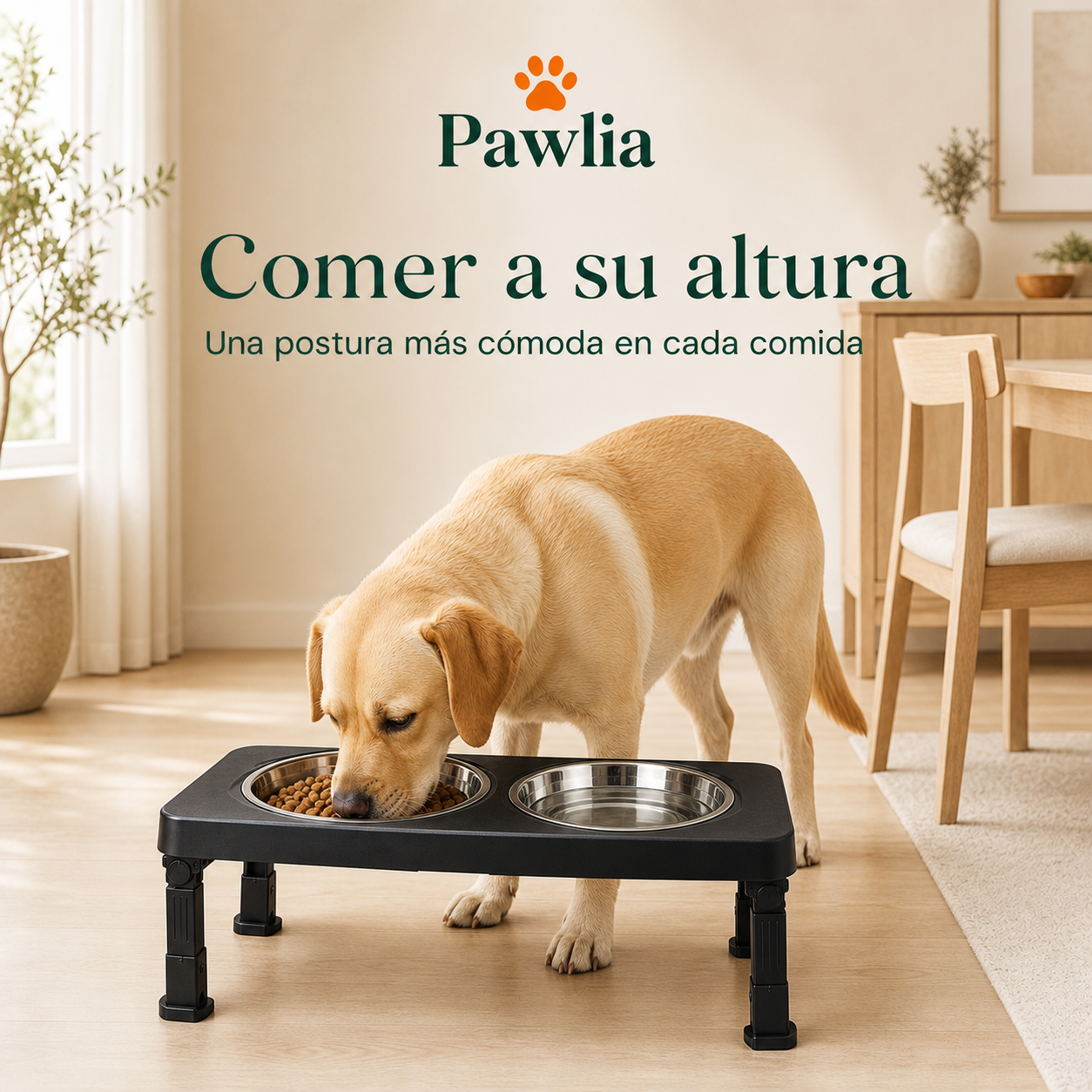 Pawlia ElevEat usado por un perro a una altura cómoda